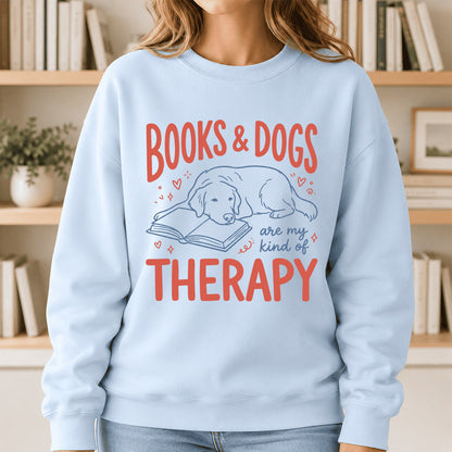 Give Me Books & Dogs Crewneck Sweatshirt | Dog Lover & Reader Gift Light Blue