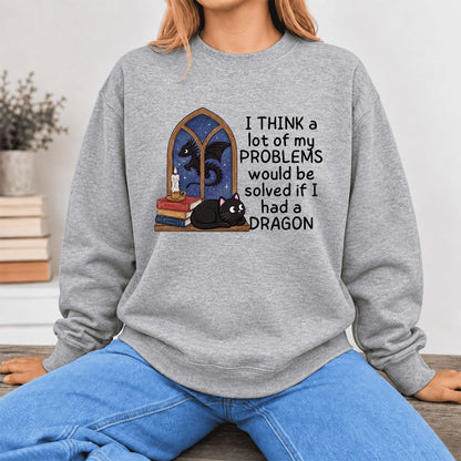 If I Could Have A Dragon Softstyle Sweatshirt | Fantasy Book Lover Gift Sport Grey
