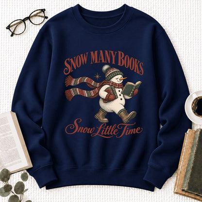 Snow Many Books Snow Little Time Softstyle Sweatshirt | Christmas Reader Gift Navy