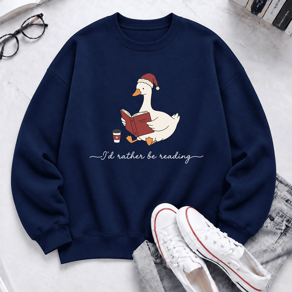 I'D Rather Be Reading Softstyle Sweatshirt | Christmas Book Lover Gift Navy