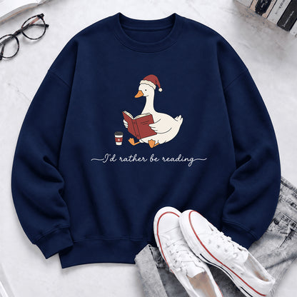 I'D Rather Be Reading Softstyle Sweatshirt | Christmas Book Lover Gift Navy