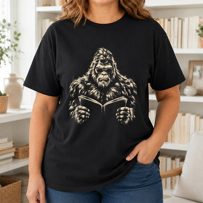Big Foot Reading Book Softstyle T-Shirt | Book Lover Gift Black