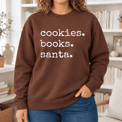 Cookies Books Santa Softstyle Sweatshirt | Christmas Book Lover Gift Cocoa