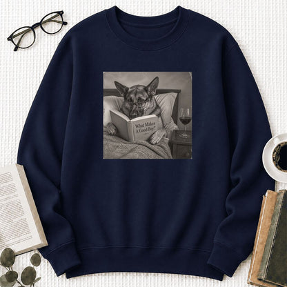 What Makes A Good Boy Crewneck Sweatshirt | Dog Lover Reader Gift Navy