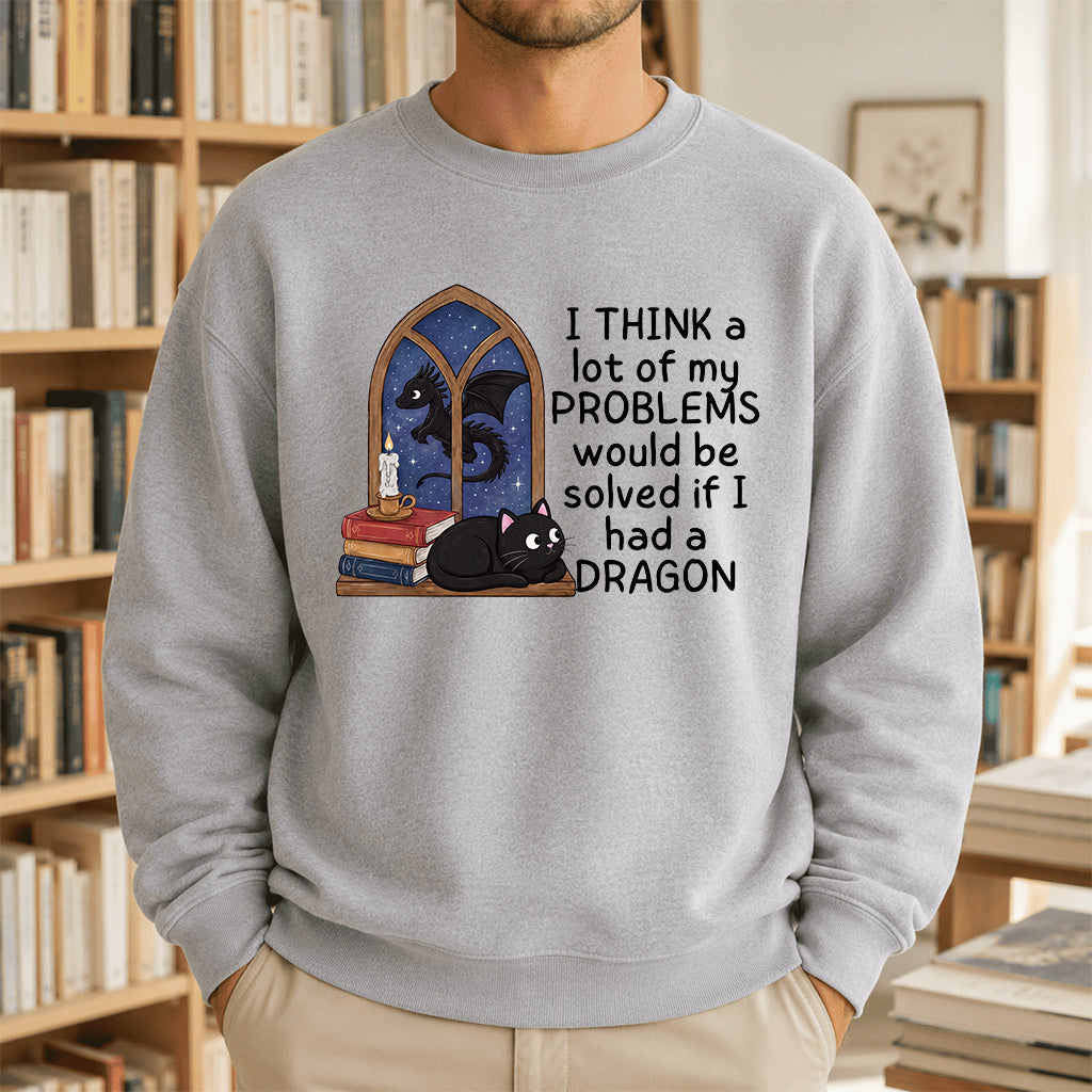If I Could Have A Dragon Crewneck Sweatshirt | Reader Gift Sport Grey
