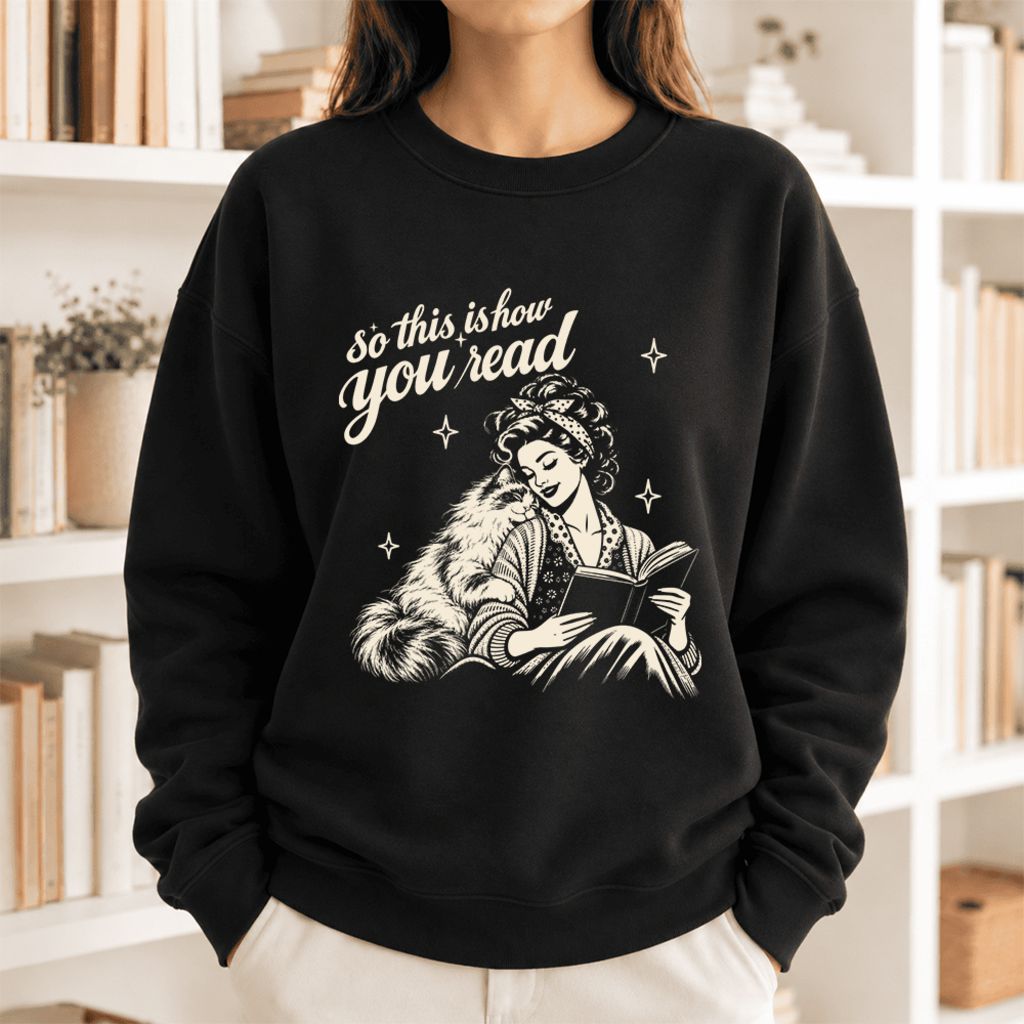 How You Read Ragdoll Softstyle Sweatshirt | Cozy Cat & Book Lover Gift Black