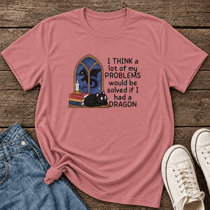 If I Could Have A Dragon Ultra-Soft Cotton T-Shirt | Fantasy Book Lover Gift Mauve