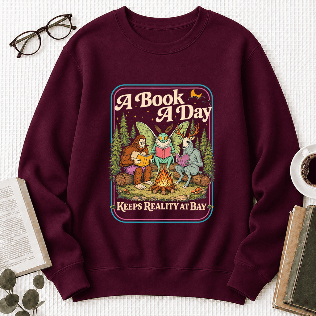 Cryptid Book Club Crewneck Sweatshirt | Reader Gift Maroon