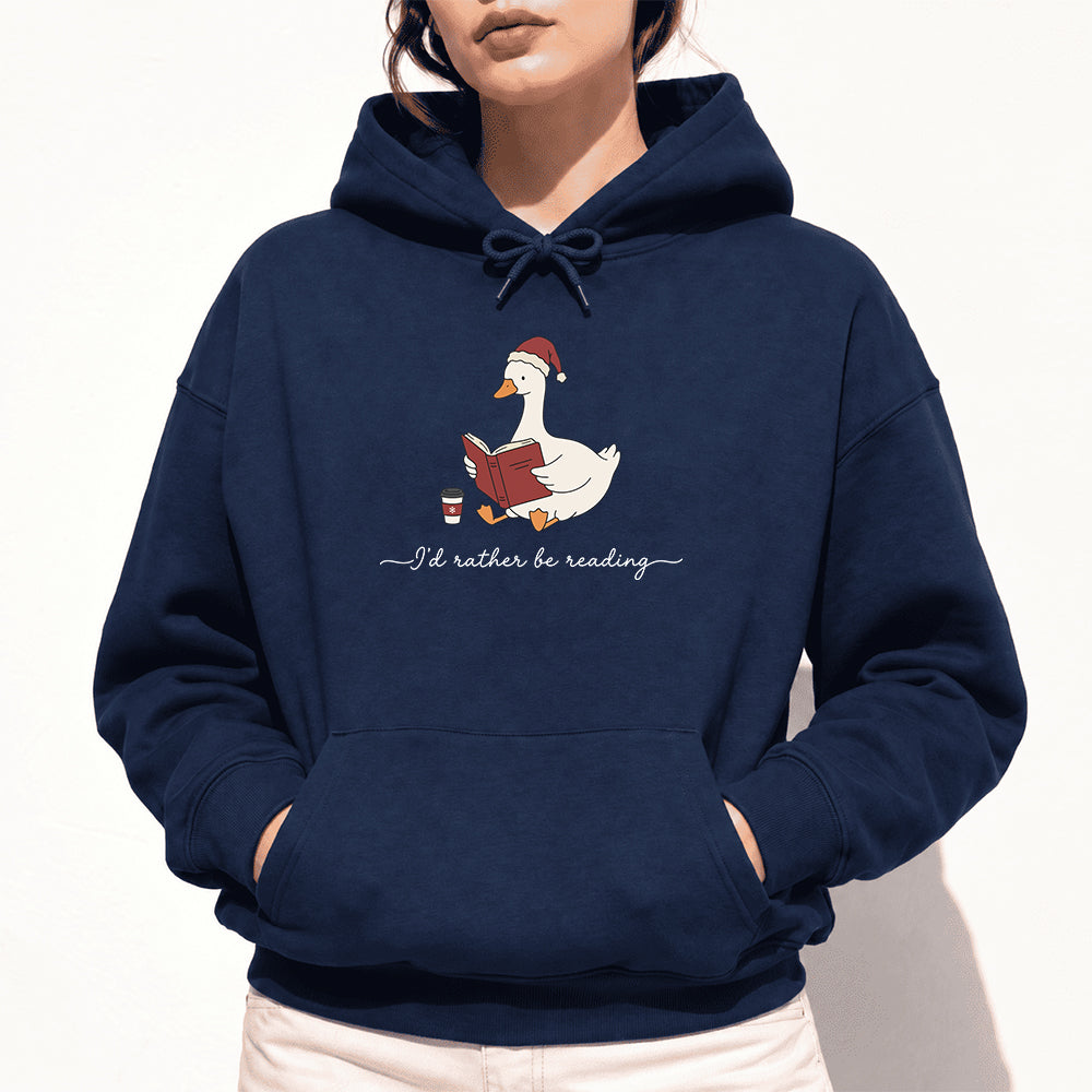 I'd Rather Be Reading Softstyle Hoodie | Christmas Book Lover Gift Navy