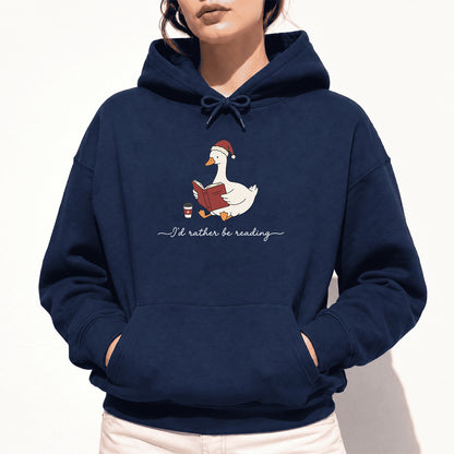 I'd Rather Be Reading Softstyle Hoodie | Christmas Book Lover Gift Navy