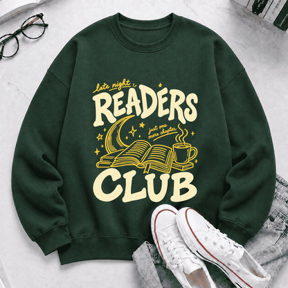 Late Night Readers Club Crewneck Sweatshirt | Reader Gift Forest Green