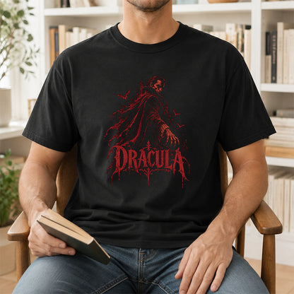 Dracula Printed T-Shirt | Halloween Horror Book Lover Gift Black