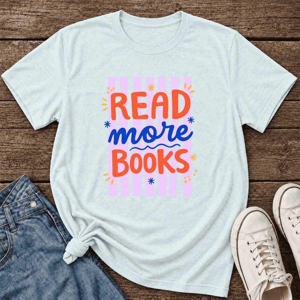 Read More Books Ultra-Soft Cotton T-Shirt | Reader Gift Heather Ice Blue