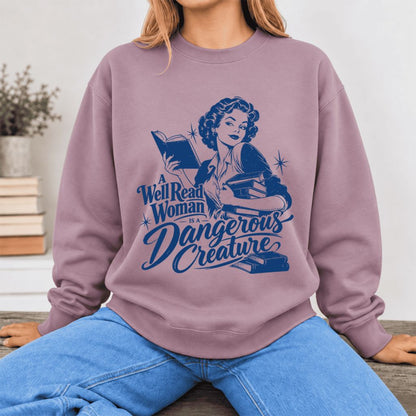 A Well Read Woman Is A Dangerous Creature Softstyle Sweatshirt | Feminist Gift Paragon