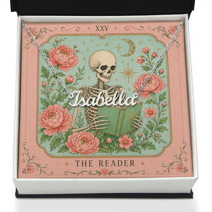 The Reader Tarot Decorative Card And Custom Name Polished Stainless Steel Necklace With Box Book Lover Gift Font 1