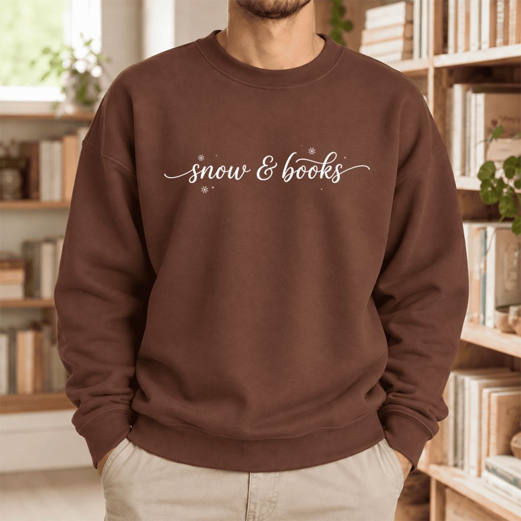 Snow & Books Softstyle Sweatshirt | Christmas Book Lover Gift Cocoa