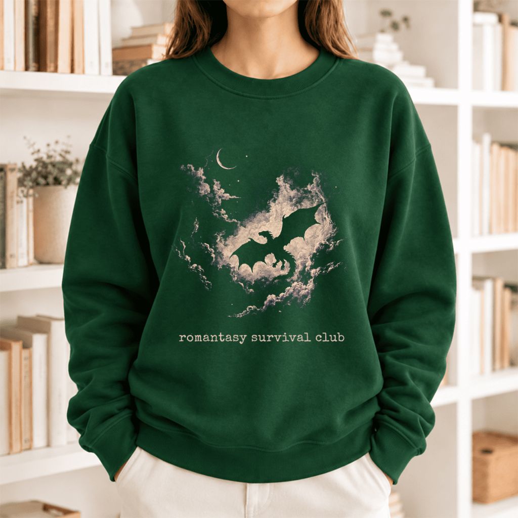 Romantasy Survival Club Softstyle Sweatshirt | Fantasy Reader Gift Forest Green