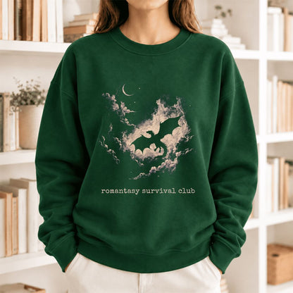 Romantasy Survival Club Softstyle Sweatshirt | Fantasy Reader Gift Forest Green