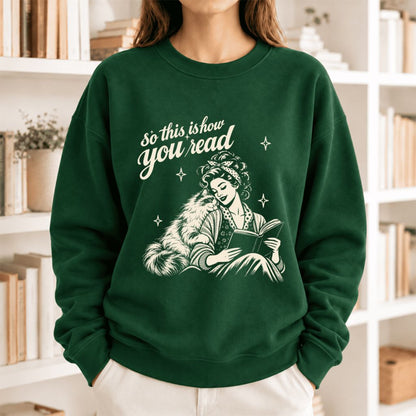 How You Read Ragdoll Softstyle Sweatshirt | Cozy Cat & Book Lover Gift Forest Green