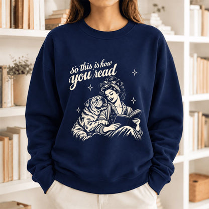 How You Read English Bulldog Softstyle Sweatshirt | Cozy Dog Mom Reader Gift Navy
