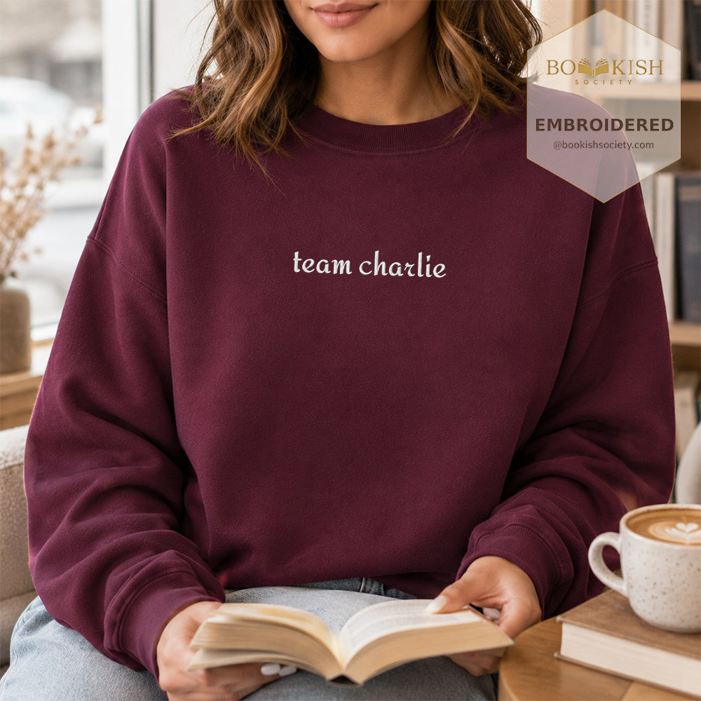 Team Charlie Embroidered Sweatshirt | Reader Gift Maroon