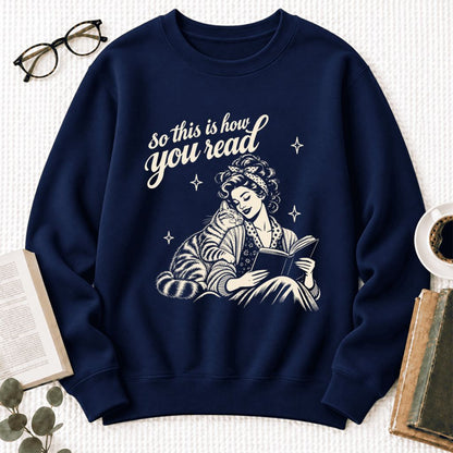 How You Read American Shorthair Softstyle Sweatshirt | Cozy Cat & Book Lover Gift Navy