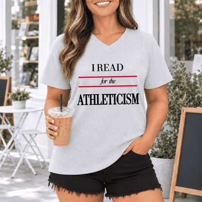 I Read For The Athleticism Ultra-Soft V-Neck | Reader Gift Ash