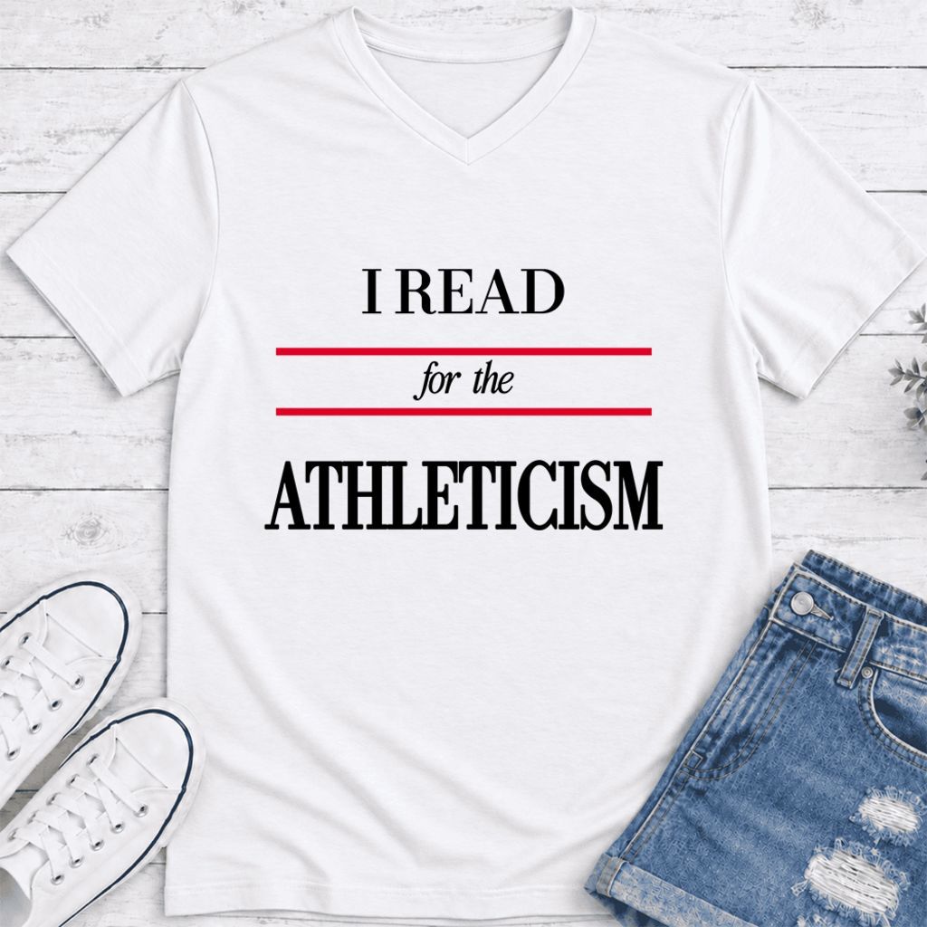 I Read For The Athleticism Ultra-Soft V-Neck | Reader Gift White