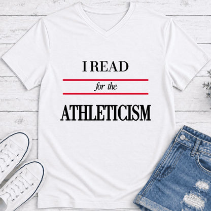 I Read For The Athleticism Ultra-Soft V-Neck | Reader Gift White