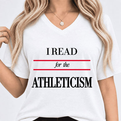 I Read For The Athleticism Ultra-Soft V-Neck | Reader Gift White