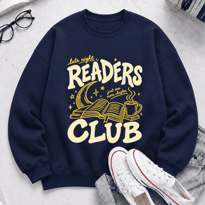 Late Night Readers Club Crewneck Sweatshirt | Reader Gift Navy