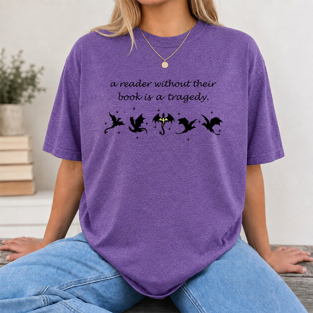 A Reader Without Their Book Softstyle T-Shirt | Book Lover Gift Heather Purple