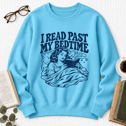 I Read Past My Bed Time Softstyle Sweatshirt | Cozy Reader Gift Sky