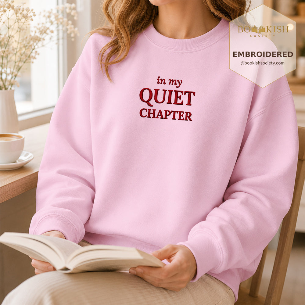 In My Quiet Chapter Embroidered Sweatshirt | Reader Gift Light Pink