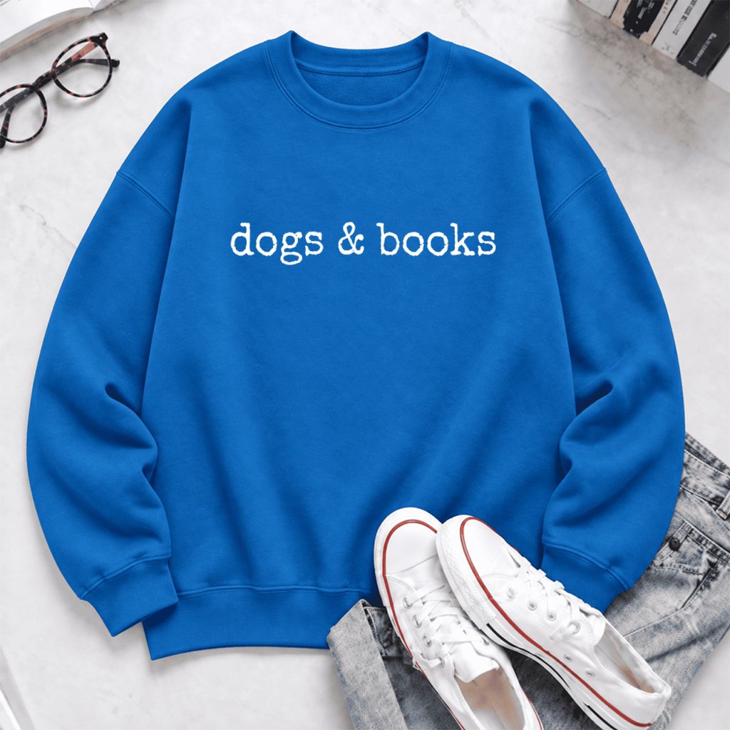 Dogs & Books Softstyle Sweatshirt | Dog Lover & Reader Gift Royal