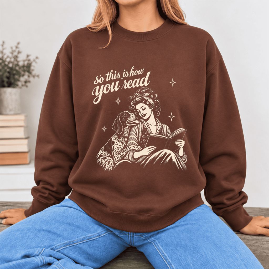 How You Read German Shorthaired Pointer Softstyle Sweatshirt | Cozy Dog Mom Gift Cocoa