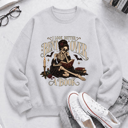 I Look Better Bent Over A Book Printed Sweatshirt | Spicy Book Lover Gift Sport Grey