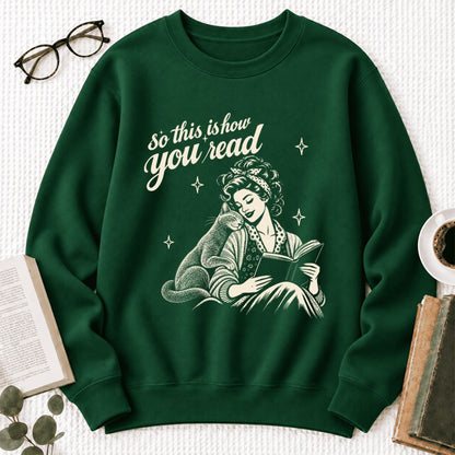 How You Read Russian Blue Softstyle Sweatshirt | Cat Lover Reader Gift Forest Green