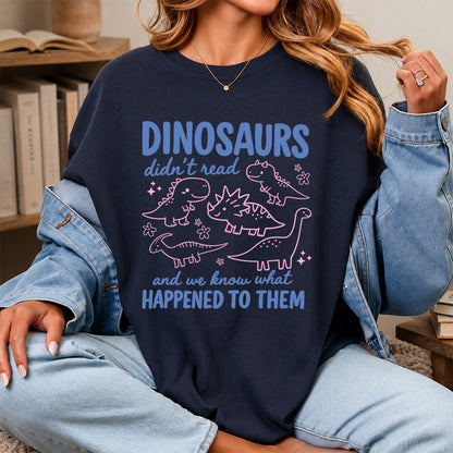Dinosaurs Didn't Read Softstyle T-Shirt | Book Lover Gift Navy