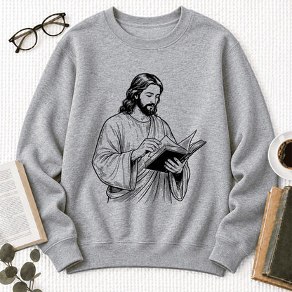 Reading Jesus Softstyle Sweatshirt | Inspiring Reader Gift Sport Grey