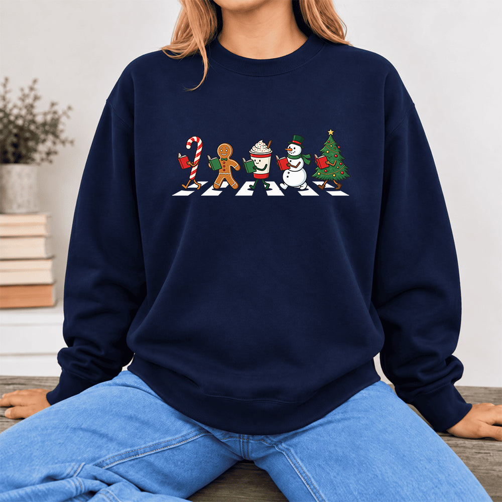 Christmas Reading Parade Softstyle Sweatshirt | Christmas Gift For Readers Navy
