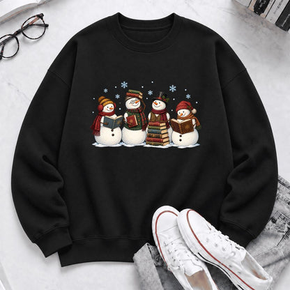 Bookish Snowman Club Softstyle Sweatshirt | Christmas Book Lover Gift Black