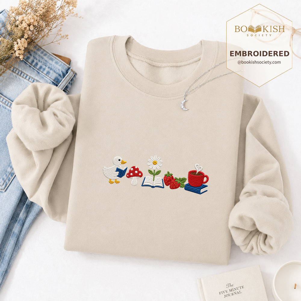 Duck Mushroom Embroidered Sweatshirt | Reader Gift Sand