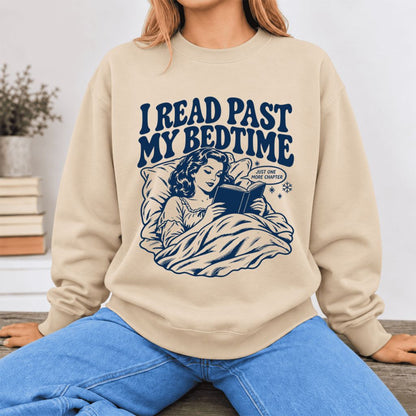 I Read Past My Bed Time Softstyle Sweatshirt | Cozy Reader Gift Sand