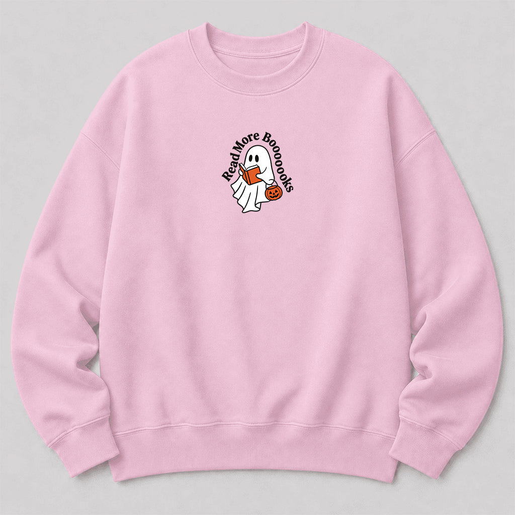 Read More Book Crewneck Sweatshirt | Halloween Reader Gift Light Pink
