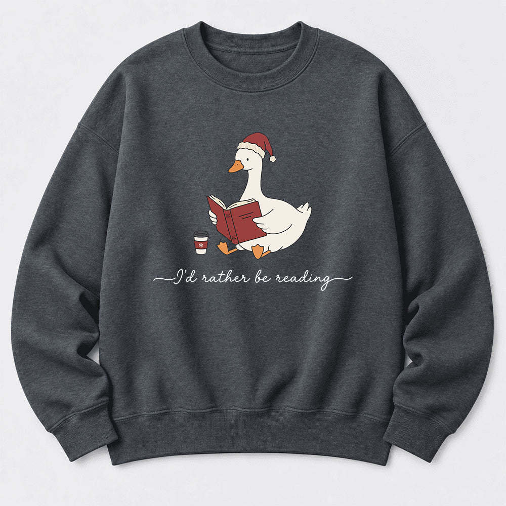 I'D Rather Be Reading Softstyle Sweatshirt | Christmas Book Lover Gift Dark Heather