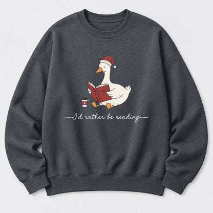 I'D Rather Be Reading Softstyle Sweatshirt | Christmas Book Lover Gift Dark Heather