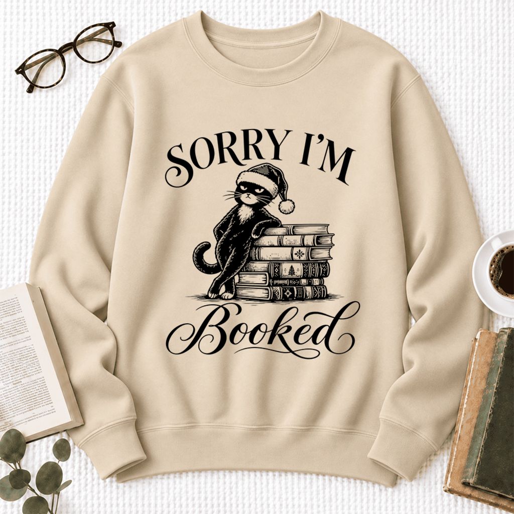 Sorry I'M Booked Softstyle Sweatshirt | Christmas Book Lover Gift Sand