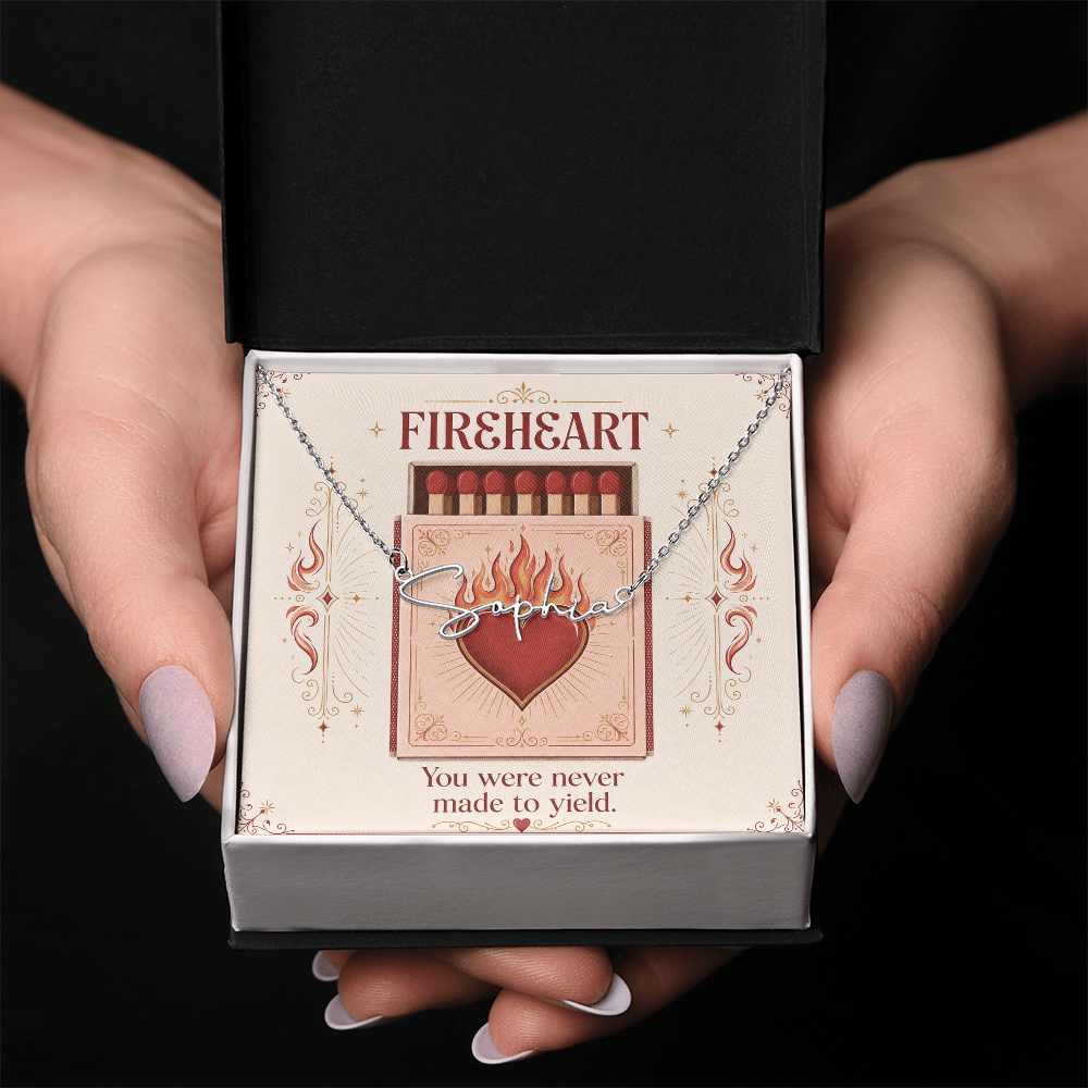 Fireheart Decorative Card And Custom Name Polished Stainless Steel Necklace With Box Book Lover Gift Font 2