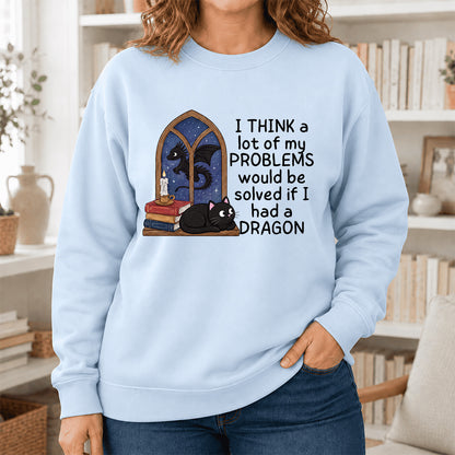 If I Could Have A Dragon Crewneck Sweatshirt | Reader Gift Light Blue